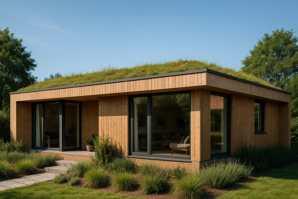 Toiture végétale sur maison biosourcée